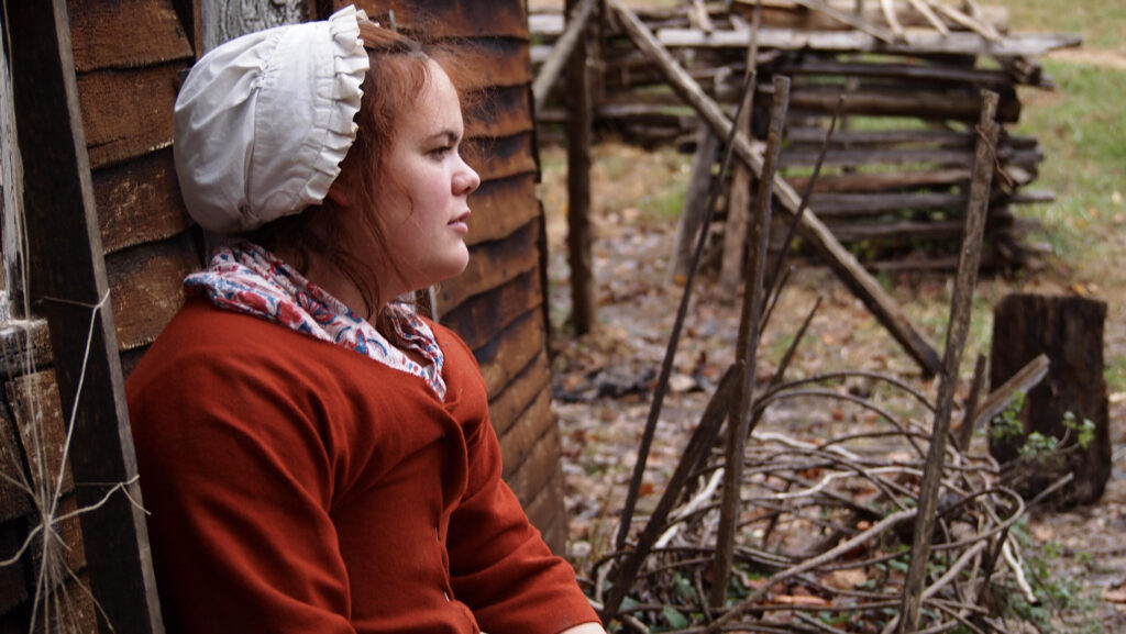 Costumed interpreter at Claude Moore Colonial Farm. (2019)